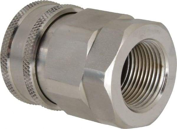Parker - 1 Thread Stainless Steel Hydraulic Hose Valved Coupler - 2,000 psi, 80 GPM - Apex Tool & Supply
