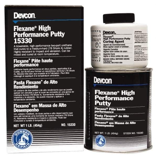 Devcon - 1 Lb Kit Black Butyl Rubber Putty - 120°F (Wet), 180°F (Dry) Max Operating Temp, 15 min Tack Free Dry Time - Apex Tool & Supply