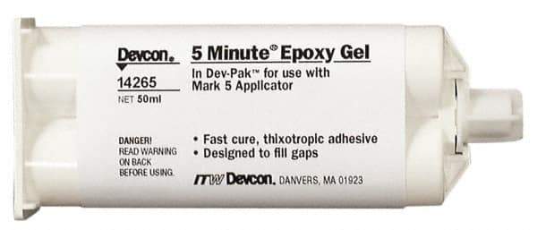 Devcon - 50 mL Cartridge Two Part Epoxy - 4 to 7 min Working Time, 2,500 psi Shear Strength - Apex Tool & Supply