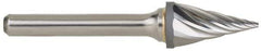 M.A. Ford - 5/8" Cut Diam, 1/4" Shank Diam, Taper Head Single Cut Burr - Carbide, Radius End, 1-5/16" LOC, 3-7/16" OAL - Apex Tool & Supply