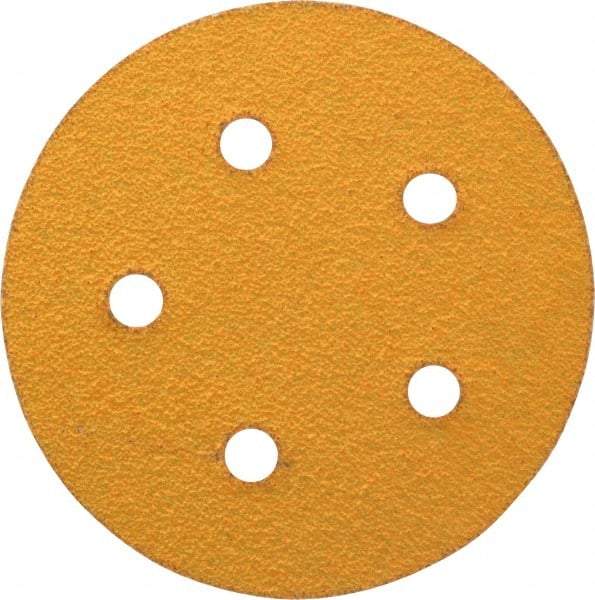 Made in USA - 5" Diam, 40 Grit, Aluminum Oxide Hook & Loop Disc - Coarse Grade, Coated, E Weight Paper Backing, - Apex Tool & Supply