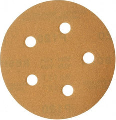 Made in USA - 5" Diam, 120 Grit, Aluminum Oxide Hook & Loop Disc - Fine Grade, Coated, C Weight Paper Backing, - Apex Tool & Supply