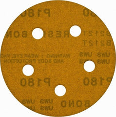 Made in USA - 5" Diam, 180 Grit, Aluminum Oxide Hook & Loop Disc - Very Fine Grade, Coated, C Weight Paper Backing, - Apex Tool & Supply