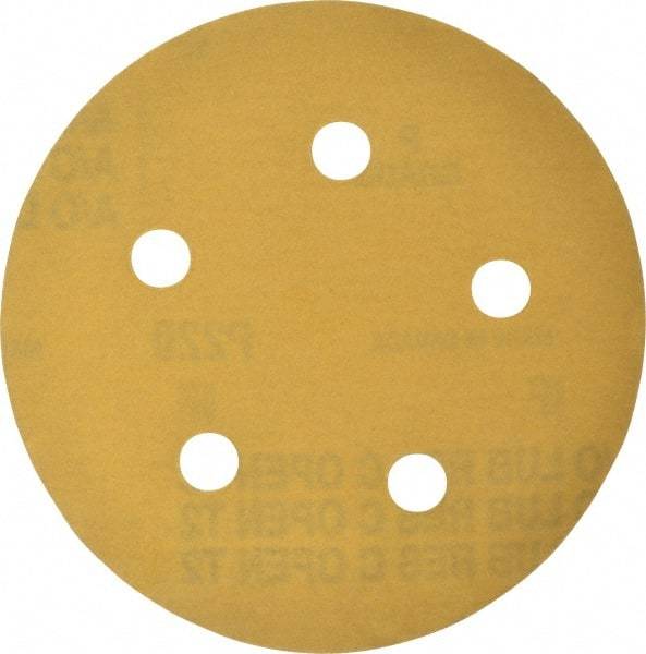 Made in USA - 5" Diam, 220 Grit, Aluminum Oxide Hook & Loop Disc - Very Fine Grade, Coated, C Weight Paper Backing, - Apex Tool & Supply
