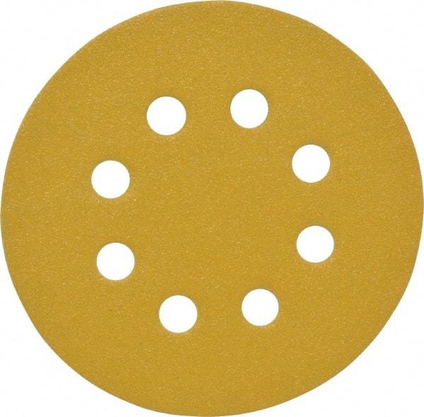 Made in USA - 5" Diam, 100 Grit, Aluminum Oxide Hook & Loop Disc - Fine Grade, Coated, C Weight Paper Backing, - Apex Tool & Supply