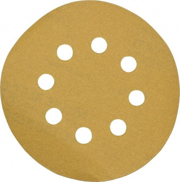 Made in USA - 5" Diam, 120 Grit, Aluminum Oxide Hook & Loop Disc - Fine Grade, Coated, C Weight Paper Backing, - Apex Tool & Supply