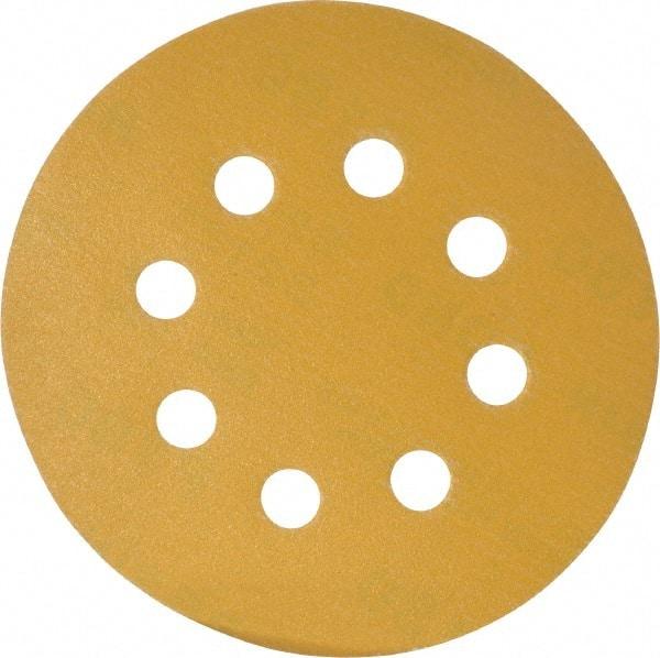 Made in USA - 5" Diam, 180 Grit, Aluminum Oxide Hook & Loop Disc - Very Fine Grade, Coated, C Weight Paper Backing, - Apex Tool & Supply