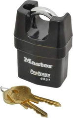 Master Lock - 3/4" Shackle Clearance, Keyed Different Padlock - 5/16" Shackle Width, 5/16" Shackle Diam, Laminated Steel - Apex Tool & Supply