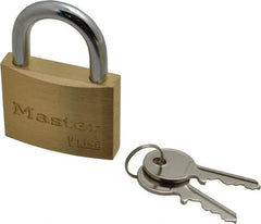 Master Lock - 15/16" Shackle Clearance, Keyed Alike Padlock - 9/32" Shackle Diam, Brass - Apex Tool & Supply