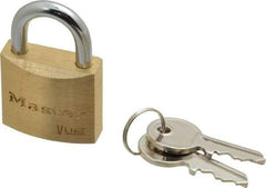 Master Lock - 9/16" Shackle Clearance, Keyed Alike Padlock - 3/16" Shackle Diam, Brass - Apex Tool & Supply