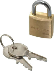Master Lock - 7/16" Shackle Clearance, Keyed Alike Padlock - 5/32" Shackle Diam, Brass - Apex Tool & Supply
