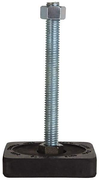Tech Products - 350 Lb Capacity, 1/2-13 Thread, Steel Stud, Studded Pivotal Socket Mount Leveling Pad & Mount - 5" Stud Length, 3" Base Diam, Neoprene Pad - Apex Tool & Supply