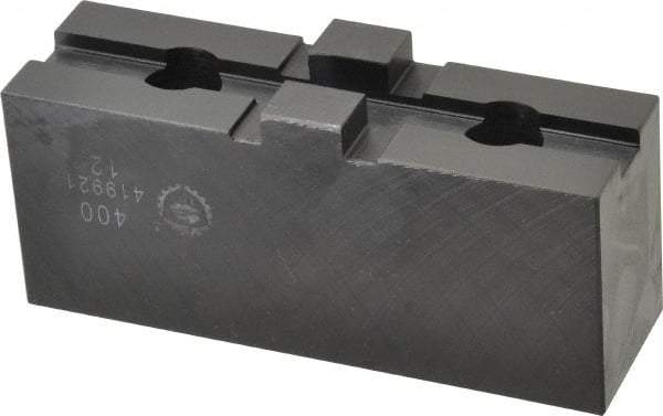 Bison - 15-3/4 to 16" Chuck Capacity, Tongue & Groove Attachment, Square Soft Lathe Chuck Jaw - 1 Jaw, Steel, 3" Btw Mount Hole Ctrs, 5-1/2" Long x 1-21/32" Wide x 1-5/8" High, 1/2" Groove - Apex Tool & Supply