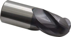 Accupro - 1" Diam, 1-1/4" LOC, 3 Flute Solid Carbide Ball End Mill - AlTiN Finish, Single End, 3" OAL, 1" Shank Diam, Spiral Flute - Apex Tool & Supply
