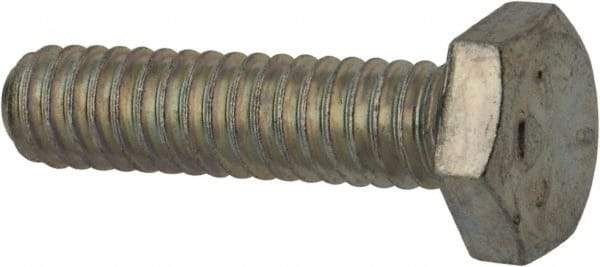 Made in USA - 1/4-20 UNC, 1" Length Under Head Hex Head Cap Screw - Fully Threaded, Grade 5 Steel, Zinc-Plated Finish, 7/16" Hex - Apex Tool & Supply