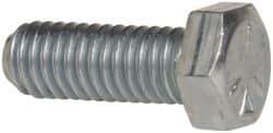 Made in USA - 3/8-16 UNC, 1" Length Under Head Hex Head Cap Screw - Fully Threaded, Grade 5 Steel, Zinc-Plated Finish, 9/16" Hex - Apex Tool & Supply