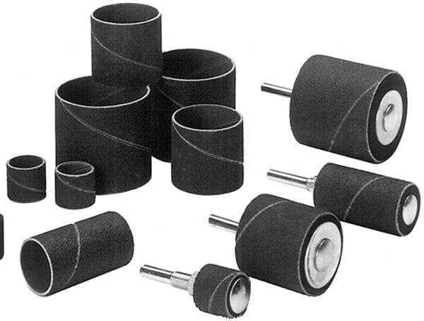 Made in USA - 80 Grit Aluminum Oxide Coated Spiral Band - 1-1/2" Diam x 2" Wide, Medium Grade - Apex Tool & Supply