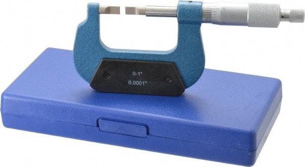 Value Collection - 0" to 1" Mechanical Enamel Coated Blade Micrometer - 0.001" Graduation, 0.0276" Blade Thickness, Ratchet-Friction Thimble - Apex Tool & Supply