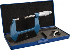 Value Collection - 1" to 2" Mechanical Enamel Coated Blade Micrometer - 0.0001" Graduation, 0.0276" Blade Thickness, Ratchet-Friction Thimble - Apex Tool & Supply