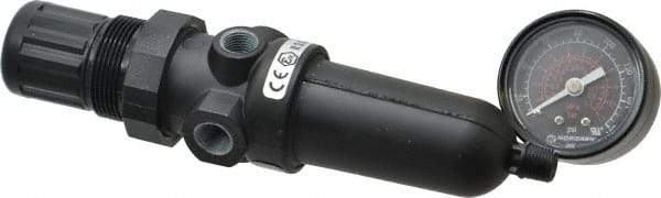Norgren - 1/8" NPT Port Miniature 1 Piece Filter/Regulator FRL Unit - Metal Bowl, 13 SCFM, 250 Max psi, 6.44" High x 1.63" Long, Automatic Drain - Apex Tool & Supply