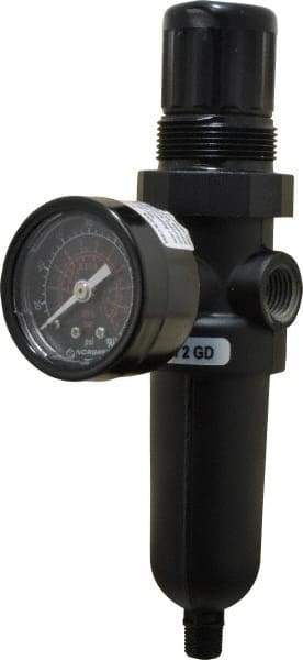 Norgren - 1/4" NPT Port Miniature 1 Piece Filter/Regulator FRL Unit - Metal Bowl, 14 SCFM, 250 Max psi, 6.44" High x 1.63" Long, Automatic Drain - Apex Tool & Supply