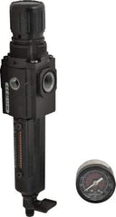 Norgren - 3/8" NPT Port Compact 1 Piece Filter/Regulator FRL Unit - Metal Bowl, 80 SCFM, 250 Max psi, 8.72" High x 1.97" Long, Manual Drain - Apex Tool & Supply