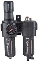 Norgren - 1/2" NPT Port Standard 2 Piece Filter/Regulator-Lubricator FRL Unit - Metal Bowl, 138 SCFM, 250 Max psi, 11.93" High x 6.84" Long, Automatic Drain - Apex Tool & Supply