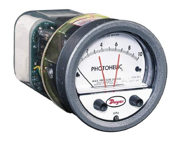 Dwyer - 8 Max psi, 2% Accuracy, NPT Thread Photohelic Pressure Switch - 1/8 Inch Thread, 30 Maximum PSI, 120°F Max - Apex Tool & Supply