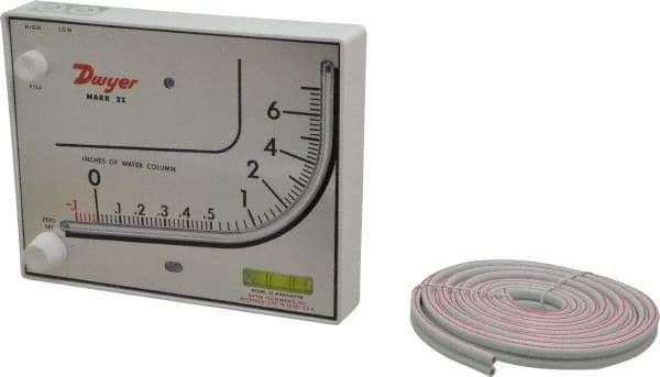 Dwyer - 15 Max psi, 3% Accuracy, Plastic Manometer - 15 Maximum PSI, 7 Inch Water Column, 140°F Max - Apex Tool & Supply