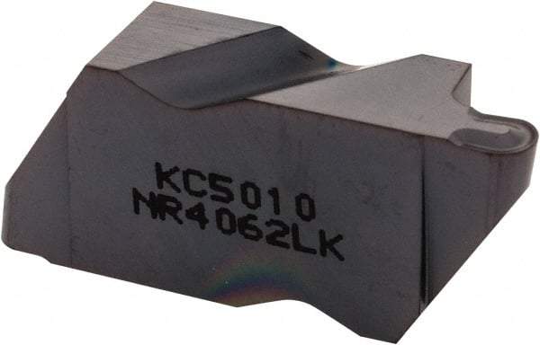 Kennametal - 4062NR K Grade KC5010, 3.18mm Cutting Width Carbide Grooving Insert - 3.81mm Max Depth of Cut, Left Hand, 1.59mm Corner Radius, TiAlN Finish - Apex Tool & Supply