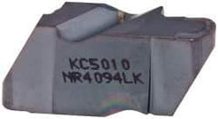 Kennametal - 4094NR K Grade KC5010, 4.78mm Cutting Width Carbide Grooving Insert - 6.35mm Max Depth of Cut, Left Hand, 2.39mm Corner Radius, TiAlN Finish - Apex Tool & Supply