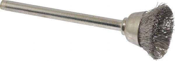 Anderson - 9/16" Diam, 1/8" Shank Diam, Stainless Steel Fill Cup Brush - 0.005 Wire Diam, 25,000 Max RPM - Apex Tool & Supply