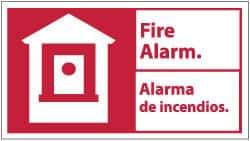 NMC - Fire Alarm, Rigid Plastic Fire Sign - 18" Wide x 10" High, English/Spanish - Apex Tool & Supply