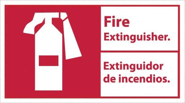 NMC - Fire Extinguisher, Pressure Sensitive Vinyl Fire Sign - 18" Wide x 10" High, English/Spanish - Apex Tool & Supply