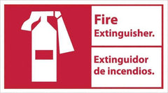 NMC - Fire Extinguisher, Pressure Sensitive Vinyl Fire Sign - 18" Wide x 10" High, English/Spanish - Apex Tool & Supply