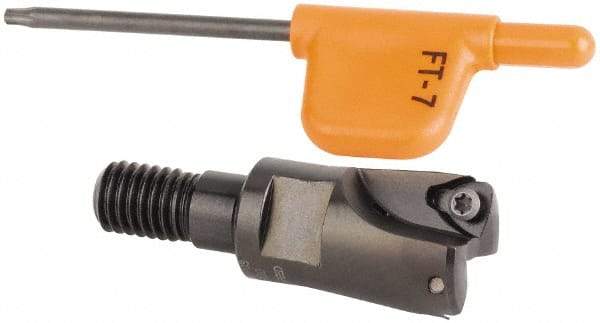 Kennametal - 5/8" Cut Diam, 0.033" Max Depth, M8 Modular Connection Indexable High-Feed Helical End Mill - Screw Holding Method, WP..0302.. Insert, KF Toolholder, Through Coolant - Apex Tool & Supply