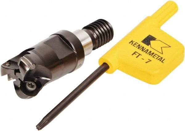 Kennametal - 12mm Cutting Diam, 0.4724" Max Depth of Cut, Modular Connection Indexable Copy End Mill - 3 Inserts, RD.. 0501.. Insert - Apex Tool & Supply