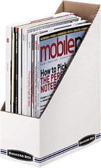 BANKERS BOX - White/Blue Magazine Stand - Corrugated Cardboard - Apex Tool & Supply