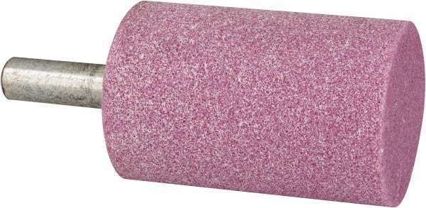 Grier Abrasives - 2" Head Diam x 3" Thickness, W246, Cylinder End, Aluminum Oxide Mounted Point - Pink, Medium Grade, 60 Grit, 16,500 RPM - Apex Tool & Supply