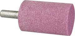 Grier Abrasives - 2" Head Diam x 3" Thickness, W246, Cylinder End, Aluminum Oxide Mounted Point - Pink, Medium Grade, 60 Grit, 16,500 RPM - Apex Tool & Supply