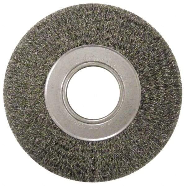 Anderson - 7" OD, 2" Arbor Hole, Crimped Steel Wheel Brush - 1-3/4" Face Width, 1-5/8" Trim Length, 0.0118" Filament Diam, 6,000 RPM - Apex Tool & Supply