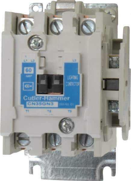Eaton Cutler-Hammer - No Enclosure, 3 Pole, Electrically Held Lighting Contactor - 60 A at 480 V (Tungsten), 60 A at 600 V (Ballast or Mercury Vapor), 110 VAC at 50 Hz, 120 VAC at 60 Hz - Apex Tool & Supply