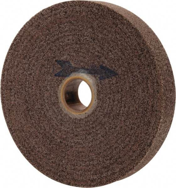 Made in USA - 6" Diam, 1" Face Width, 1" Center Hole, Fine Grade, Aluminum Oxide Deburring Wheel - Convolute, Medium Density 7 Grade, 4,500 RPM - Apex Tool & Supply