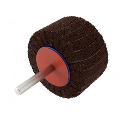 Superior Abrasives - 2" Diam x 1" Face Width, Fine Aluminum Oxide Nonwoven & Coated Mounted Flap Wheel - 1/4" Shank Mount, 120 Grit, Interleaf, 12,000 Max RPM - Apex Tool & Supply