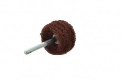 Superior Abrasives - 2" Diam x 1" Face Width, Medium Aluminum Oxide Nonwoven Mounted Flap Wheel - 1/4" Shank Mount, Interleaf, 12,000 Max RPM - Apex Tool & Supply