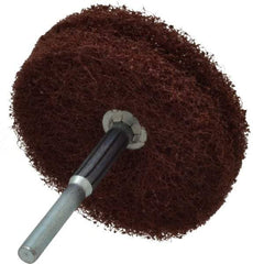 Superior Abrasives - 3" Diam x 1/2" Face Width, Medium Aluminum Oxide Nonwoven Mounted Flap Wheel - 1/4" Shank Mount, 8,000 Max RPM - Apex Tool & Supply