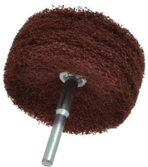 Superior Abrasives - 3" Diam x 1" Face Width, Medium Aluminum Oxide Nonwoven Mounted Flap Wheel - 1/4" Shank Mount, 8,000 Max RPM - Apex Tool & Supply