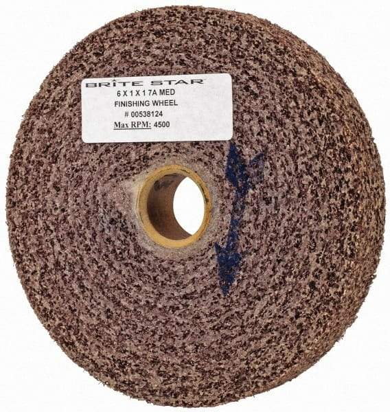Made in USA - 6" Diam, 1" Face Width, 1" Center Hole, Medium Grade, Aluminum Oxide Deburring Wheel - Convolute, Medium Density 7 Grade, 4,500 RPM - Apex Tool & Supply