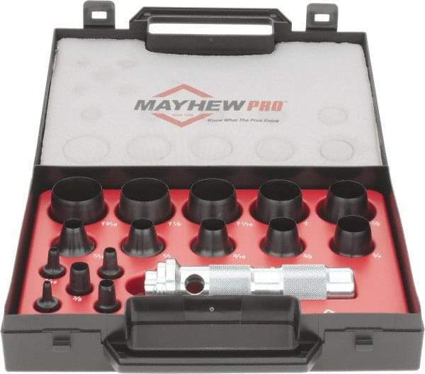 Mayhew - 16 Piece, 1/8 to 1-3/16", Hollow Punch Set - Comes in Plastic Case - Apex Tool & Supply