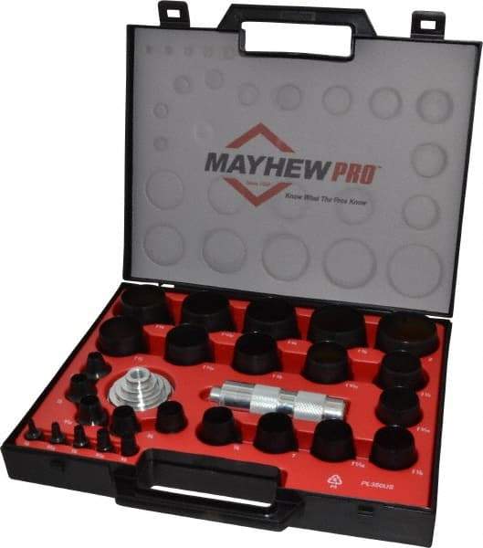Mayhew - 27 Piece, 1/8 to 2", Hollow Punch Set - Comes in Plastic Case - Apex Tool & Supply